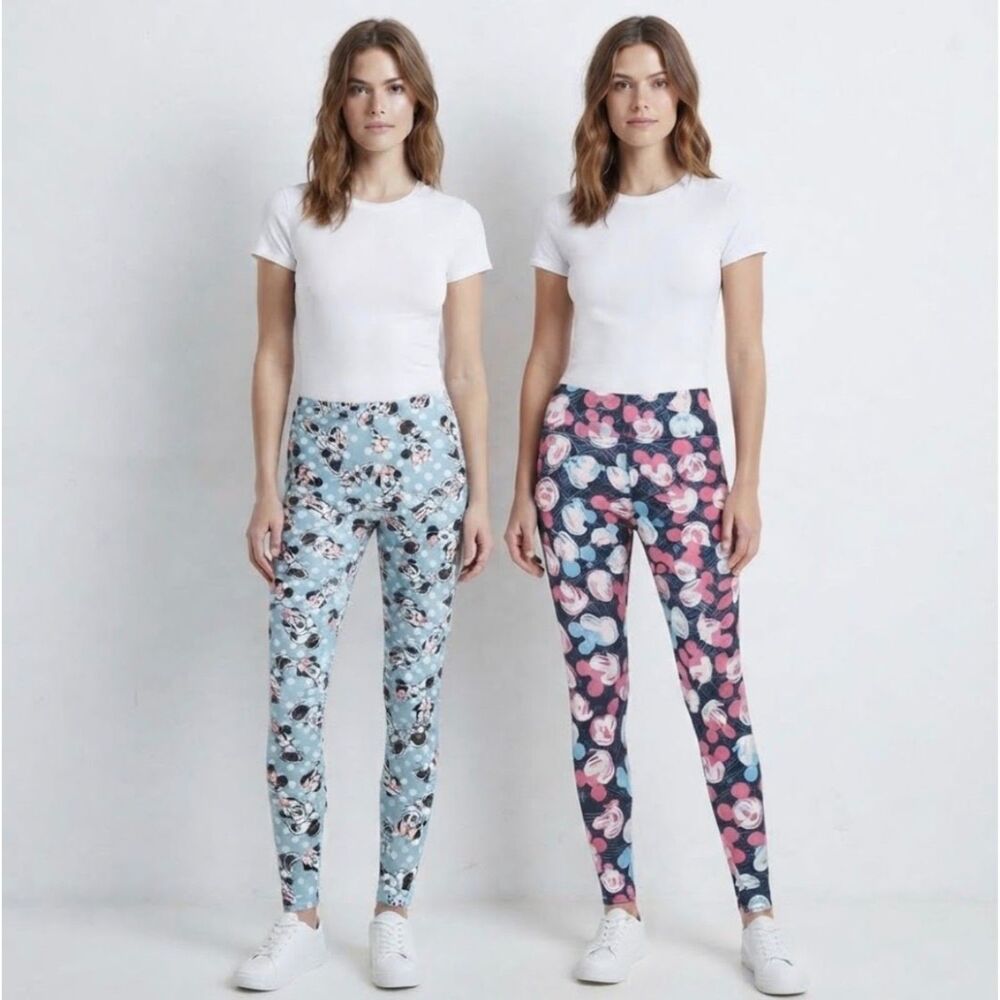 LuLaRoe Womens Size One Size (Small) 2 Pair Disney Mickey Minnie Mouse Leggings